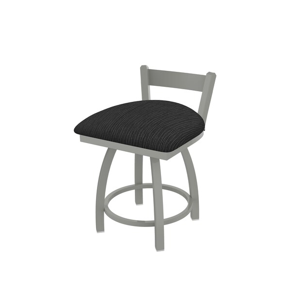18" Low Back Swivel Vanity Stool, Nickel Finish, Graph Coal Seat